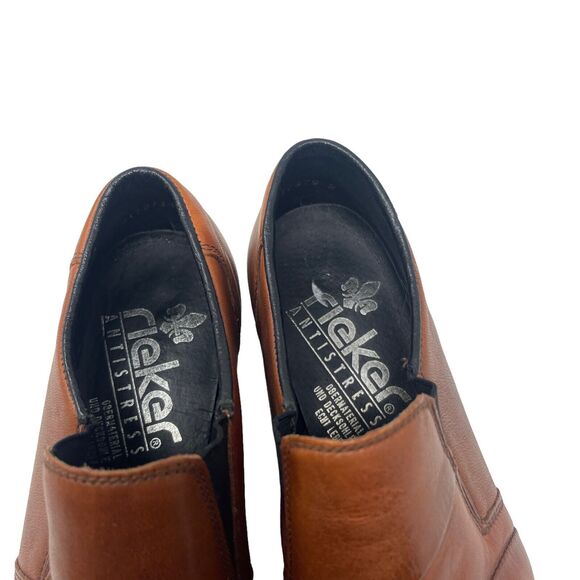 Rieker Brown Leather Slip On Ruched Loafers Slip On Comfort Career Womens 5.5 - Picture 8 of 8